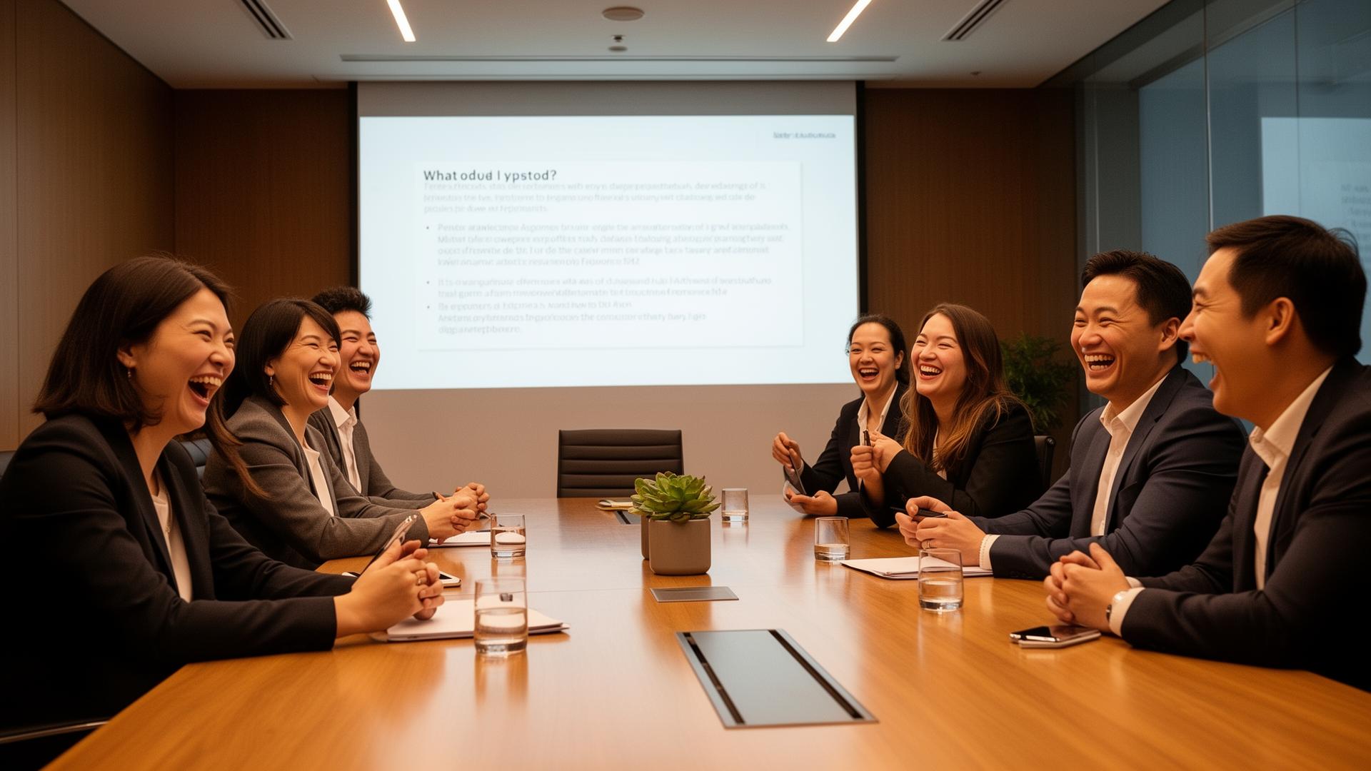 Team laughing in a meeting